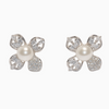 Silver Pearl with Floral Design Earrings