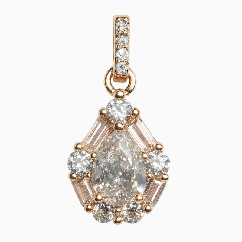 Rose Gold Pear Shaped Zirconia Pendant Set