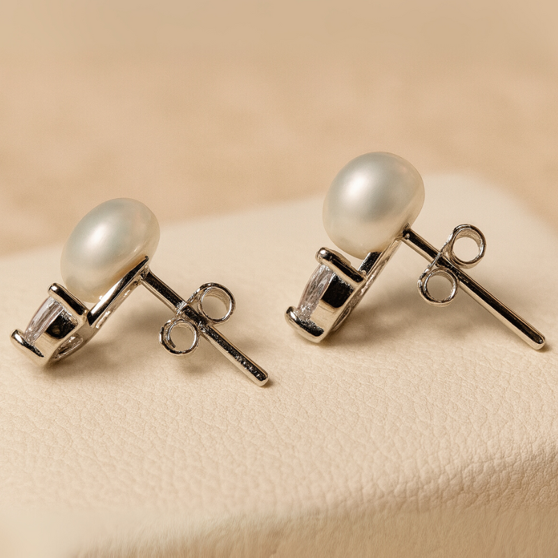 Silver Luminous Pearl Earrings