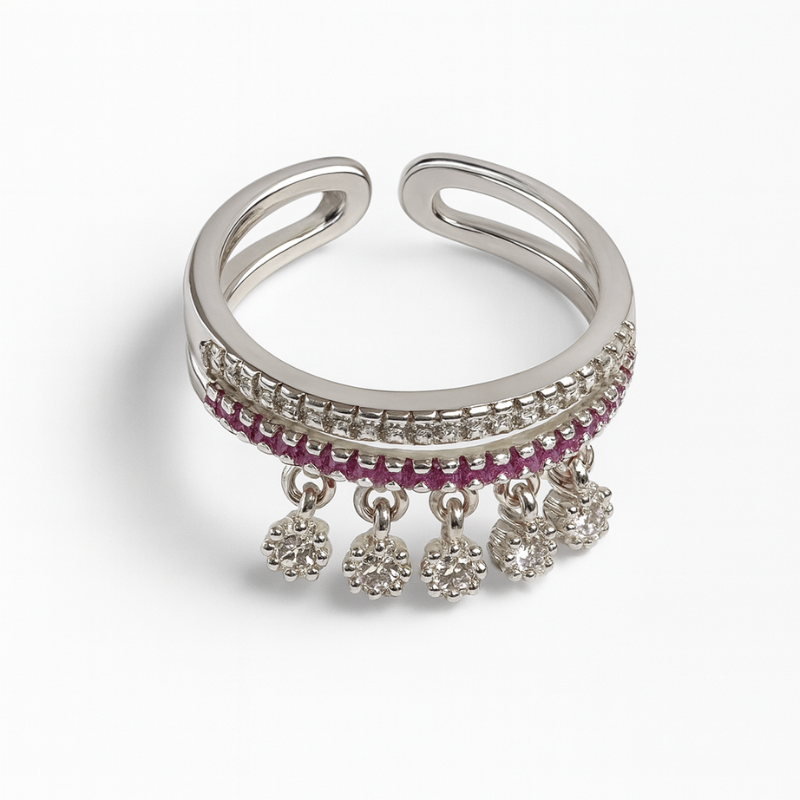 Silver Trendy Charms Adjustable Ring