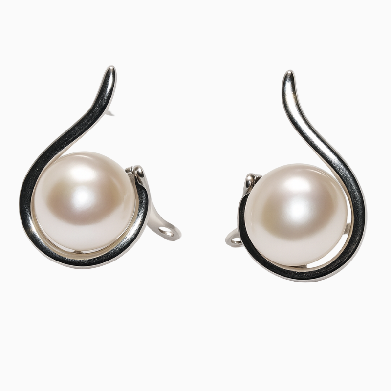 Silver Smooth Pearl Asian Earring