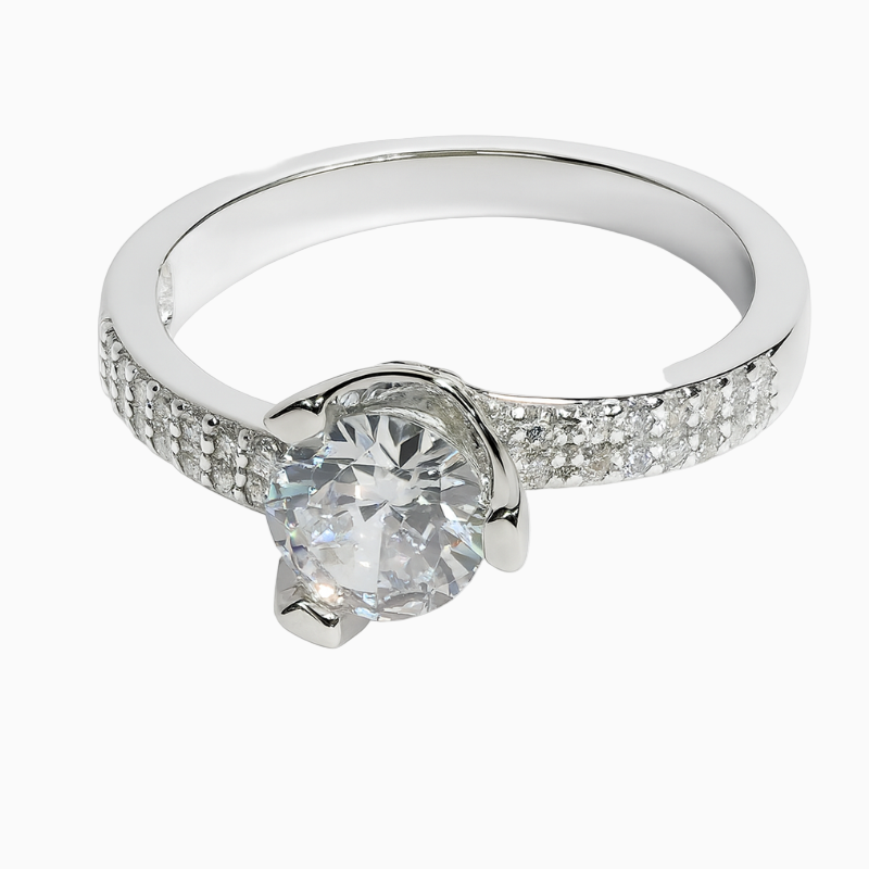 Silver Precious Round Ring