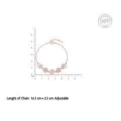925 Silver Rose gold Flower Design Chain Bracelet