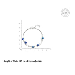 Silver Fancy Evil eye Double Chain Loose Bracelet
