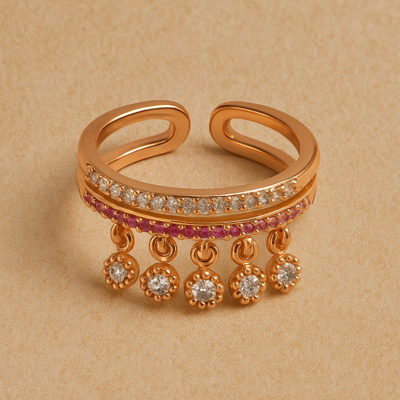 Silver Trendy Charms Adjustable Ring