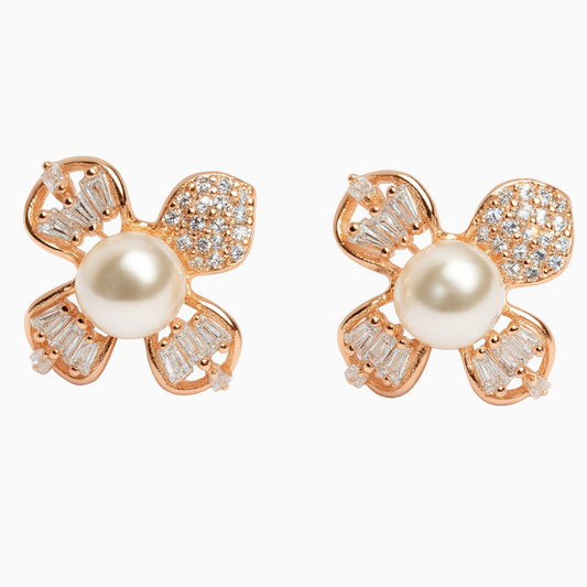 Rose Gold Pearl with Floral Design