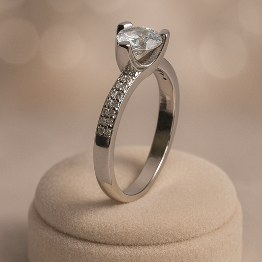 Silver Precious Round Ring