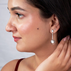 Silver White Aurora Shell Earring
