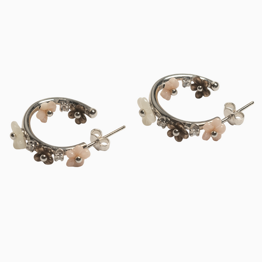 Silver premium floral bali earrings for her