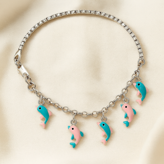 Dazzling Silver Hand Dolphine Bracelet
