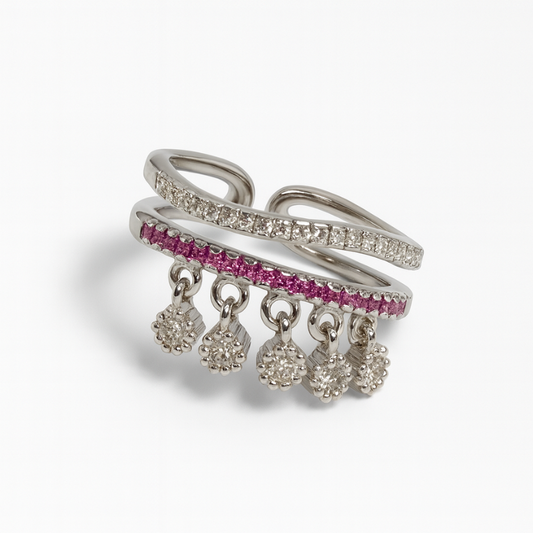 Silver Trendy Charms Adjustable Ring