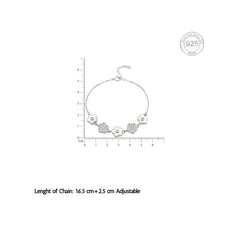Silver Cute Flower Design Chain Bracelet With MOP & CZ Diamonds