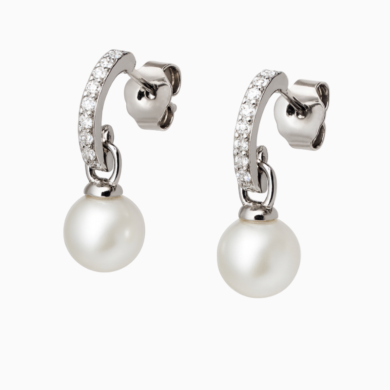 Silver Classy Earrings with Pearl Drop