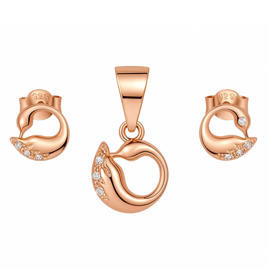Rose gold Swan Pendant Set