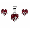 Silver Red Heart Love Pendant Set