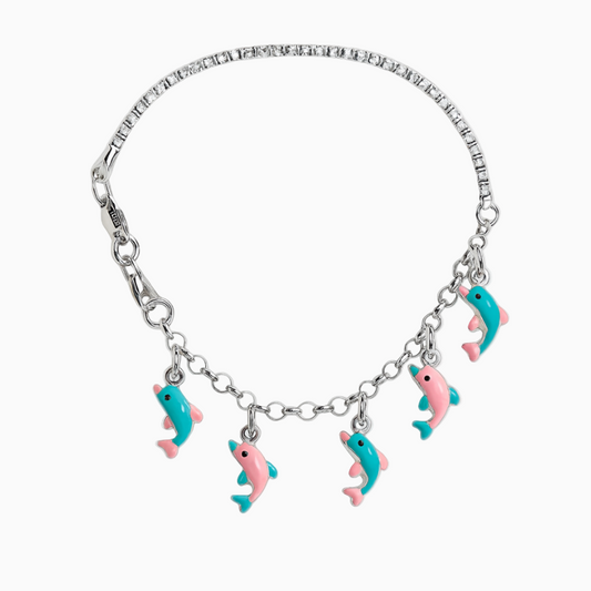 Dazzling Silver Hand Dolphine Bracelet