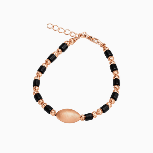 Rose Gold Bracelet with Black Beads for Infant (0-18 Months)