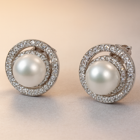 Silver Stylish Pearl studs Earring for Her