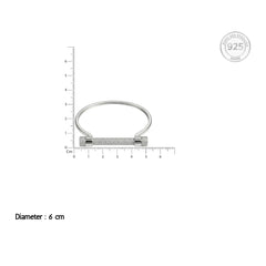 Silver Pave Screw Bar Bangle Bracelet
