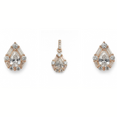 Rose Gold Pear Shaped Zirconia Pendant Set