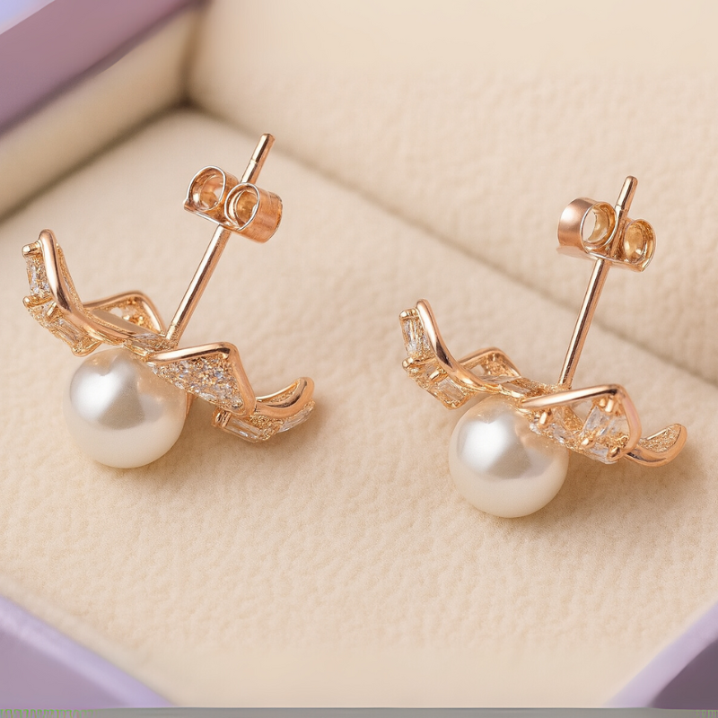 Rose Gold Pearl with Floral Design