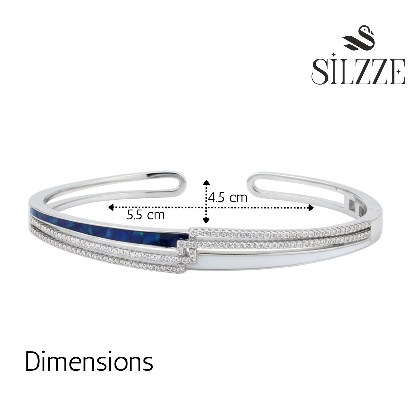 Silver Celestial Deep Blue Inlay Bracelet For Her