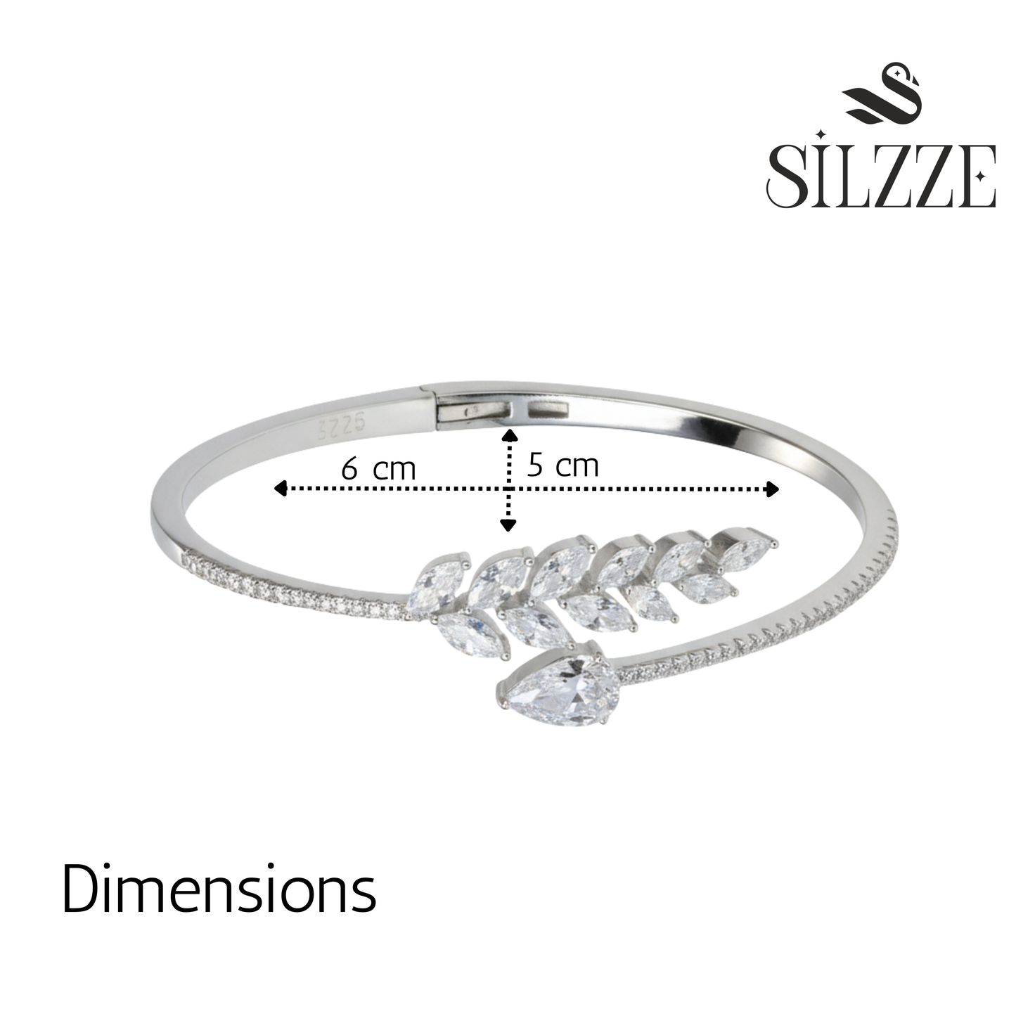 Silver Sparkling Laurel Leaf Bracelet For Her