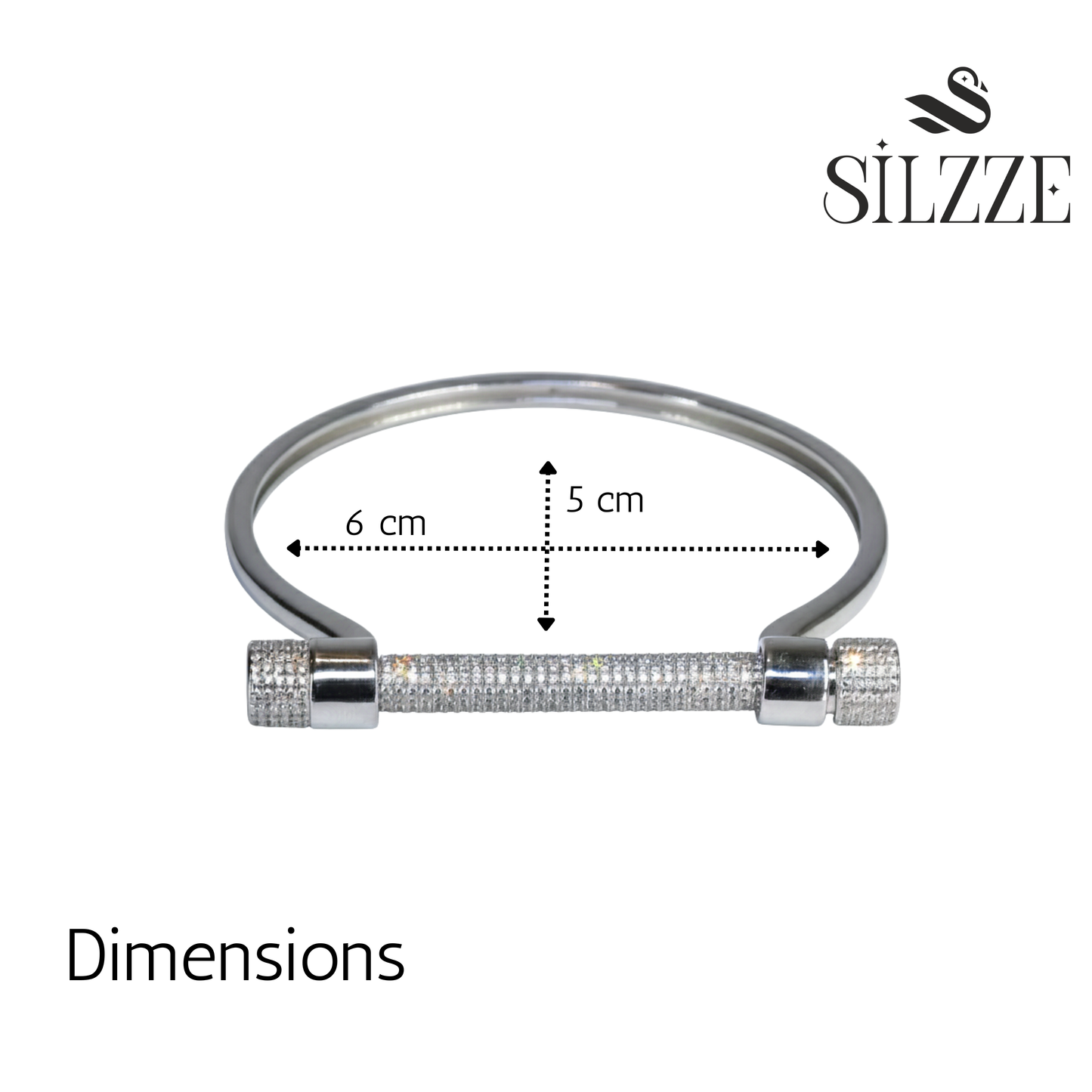 Silver Pave Screw Bar Bangle Bracelet