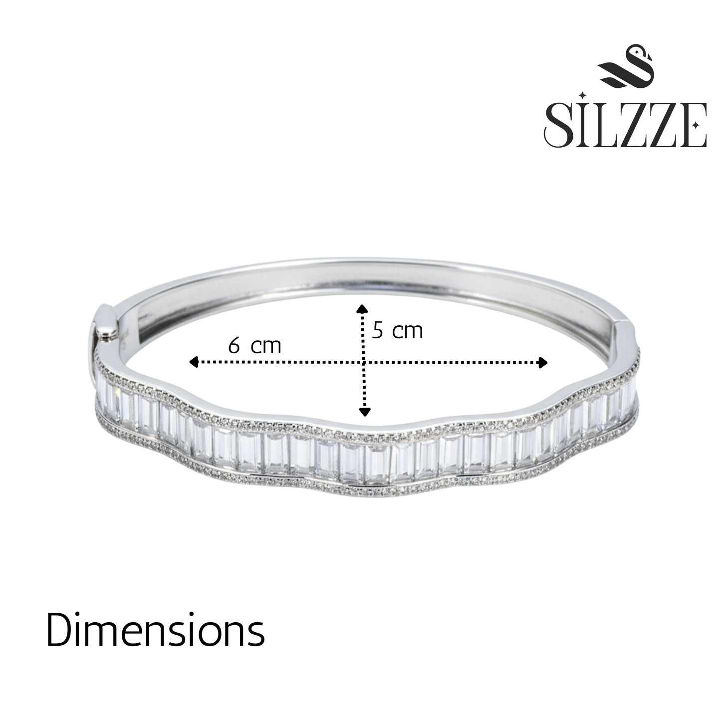 Silver The ethereal Waves Baguette Bracelet for her