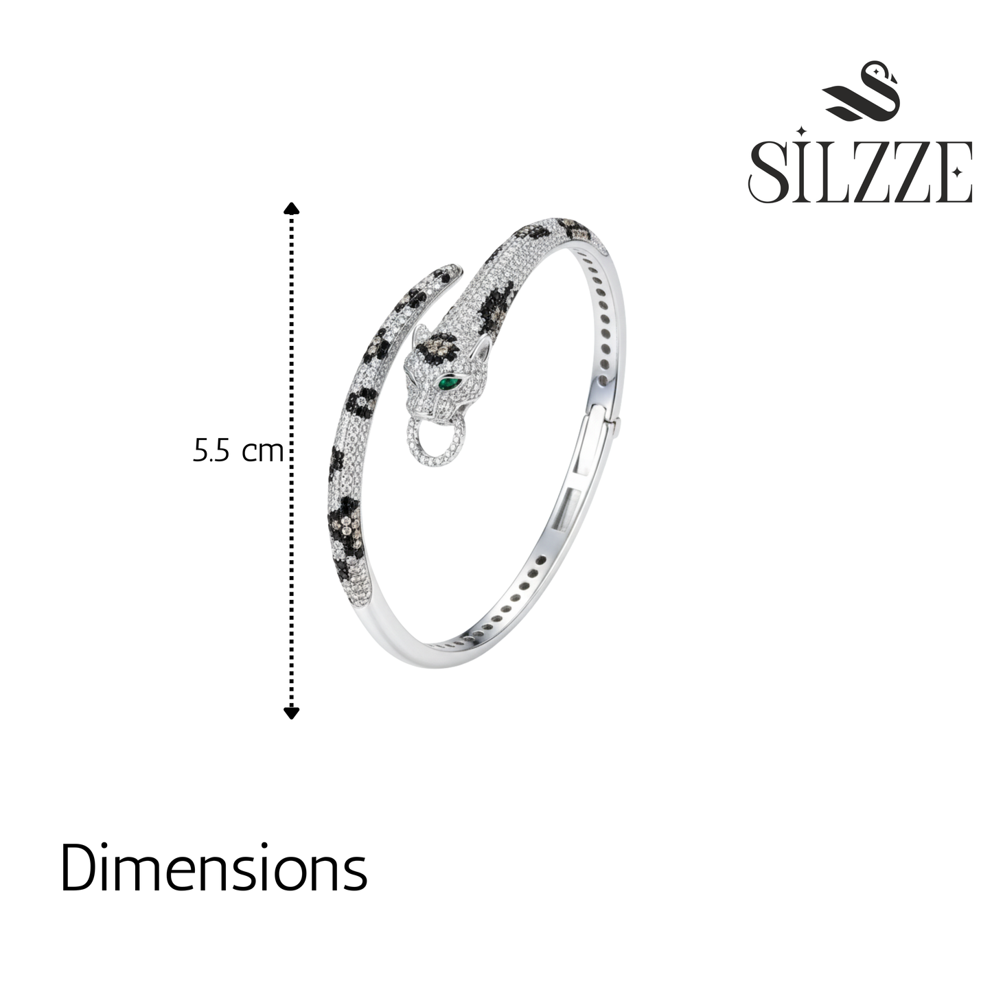 Silver Jaguar Head Hinged Bracelet For Her