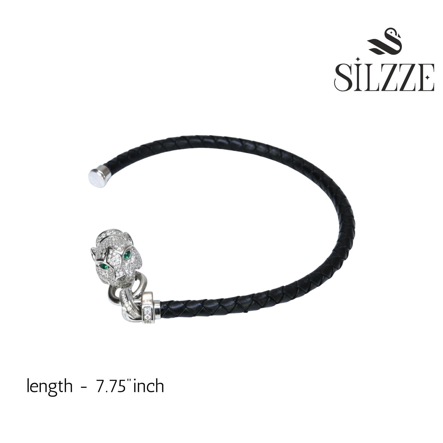 Silver Luxury Leather Panther Bracelet For Her