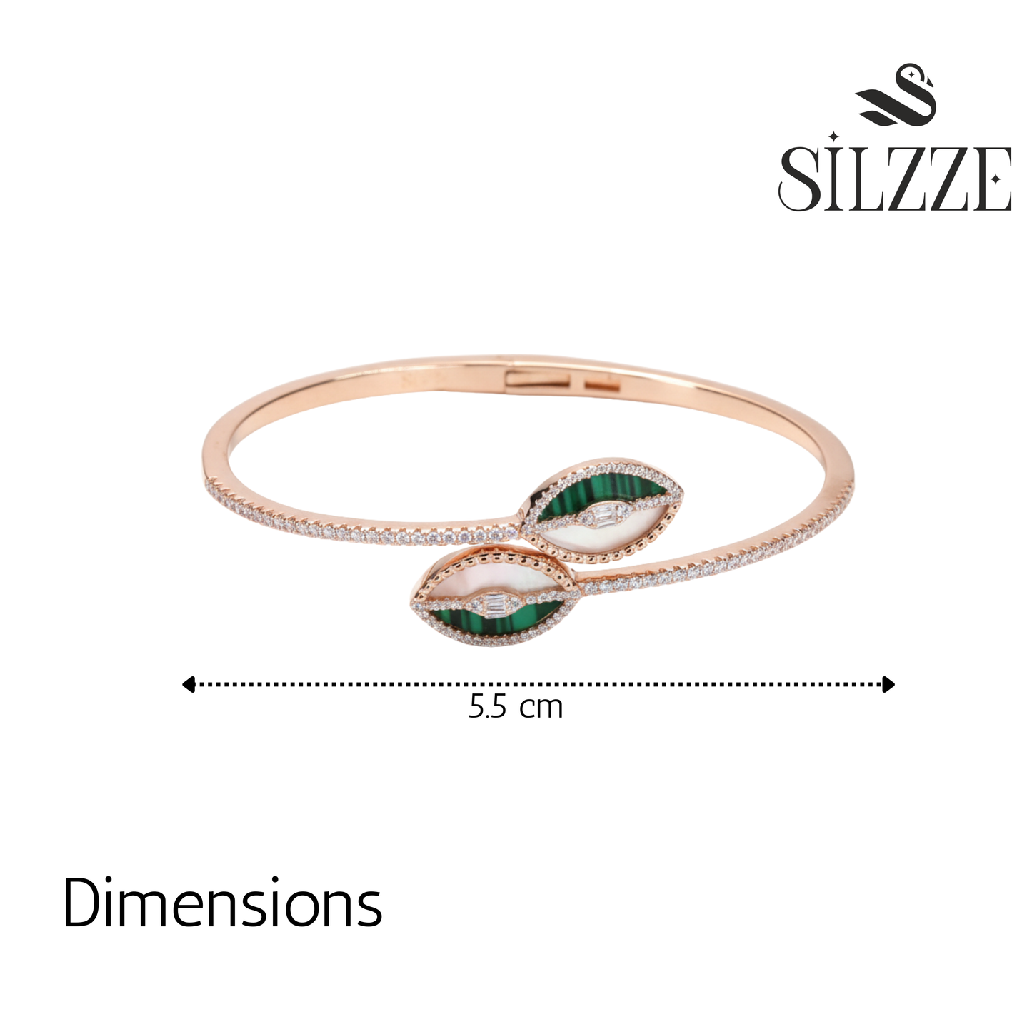 Rose Gold Malachite Wrap Bracelet For Her