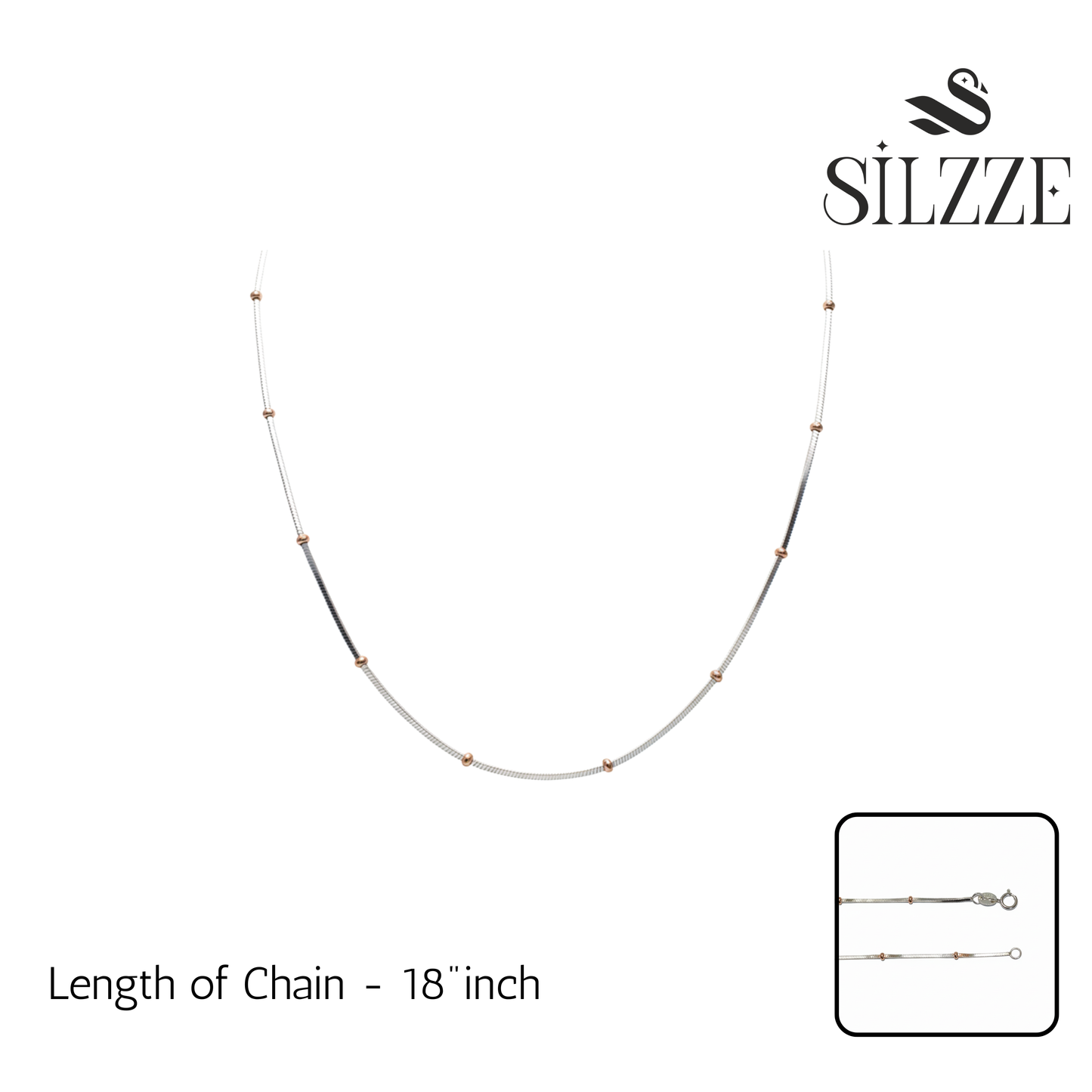 Silver Dual Tone Beaded Chain For Her