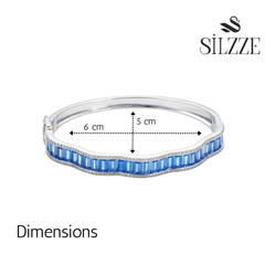 Silver Sapphire Blue Baguette cut Zirconia Bracelet