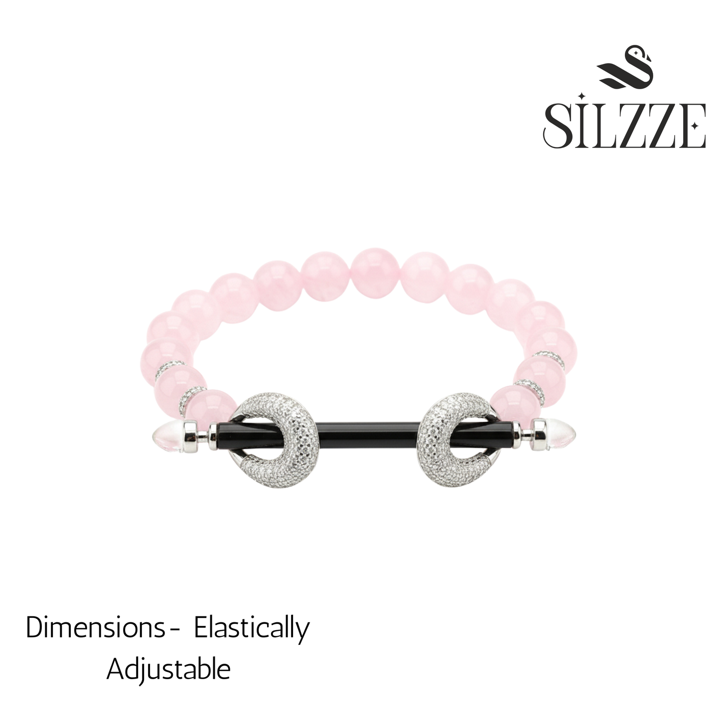 Silver Elastic Cord Rose Bead Bracelet