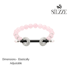 Silver Elastic Cord Rose Bead Bracelet