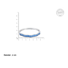 Silver Sapphire Blue Baguette cut Zirconia Bracelet