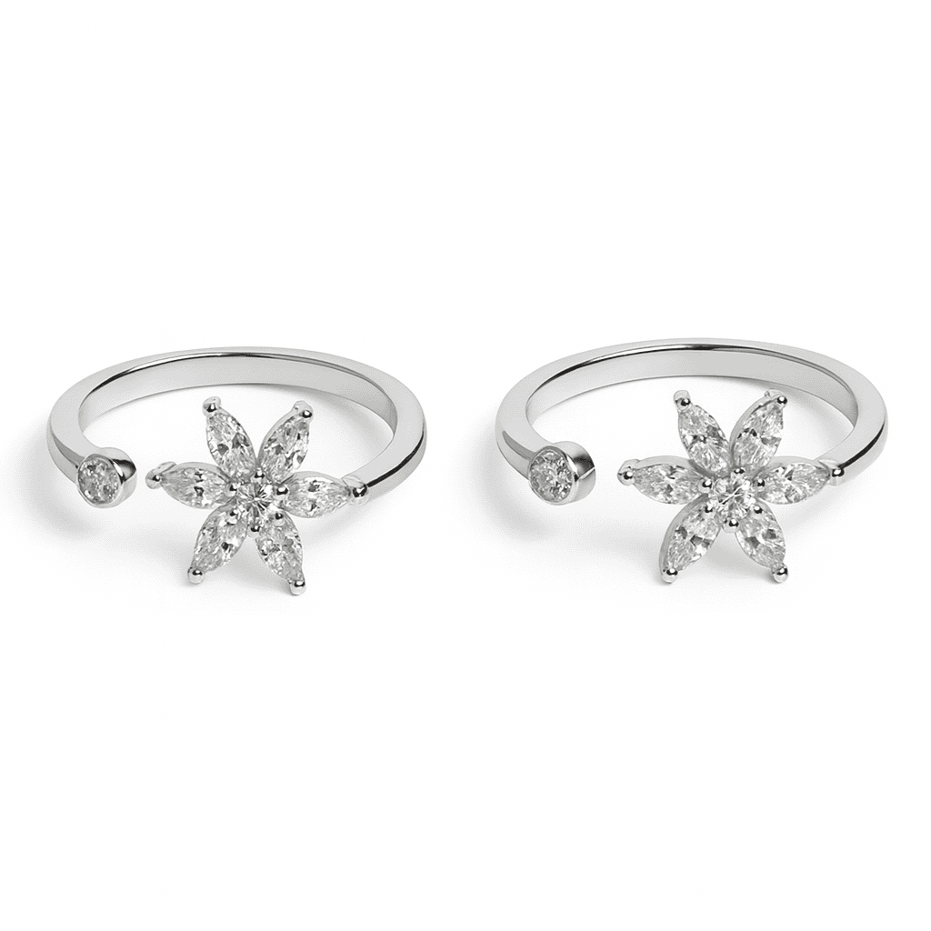 Silver white zircon studded Toe Ring