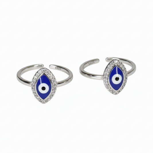 Silver Good Luck Evil Eye Toe Ring