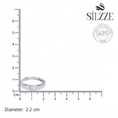 Silver Contemporary Sleek Solitaire(AD) Adjustable Ring for her