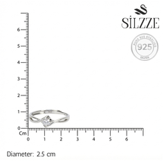 Silver Love Heart Illusion Adjustable solitaire ring for her