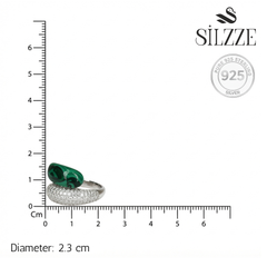 Silver Radiant Green Pave Zircon Statement Ring For Her