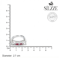 Silver Daisy Pink Double Band Ring For Her