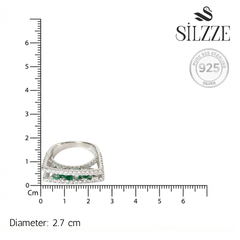 Silver Emerald Inspired Hanging Tassel Ring For Her