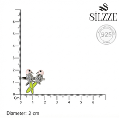 Silver Lovebirds (parrot) sterling silver ring