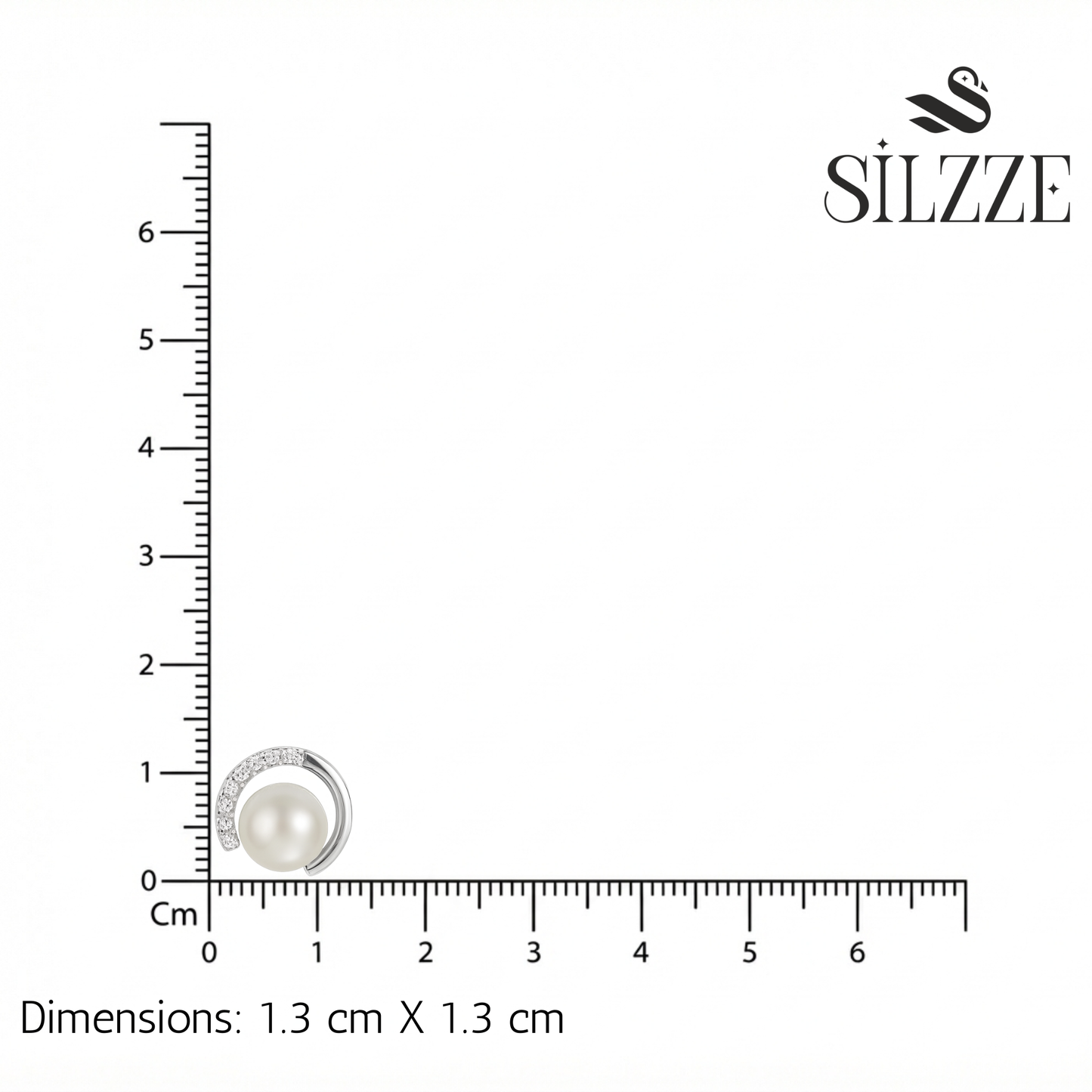 Silver Classy Pearl with Zircons Studs earrings