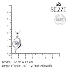 Silver Swirling heart Pendant necklace for her