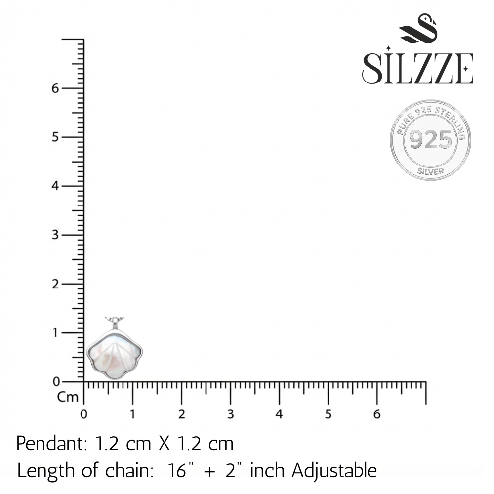 Silver Mother Of Pearl Shell Pendant necklace for her