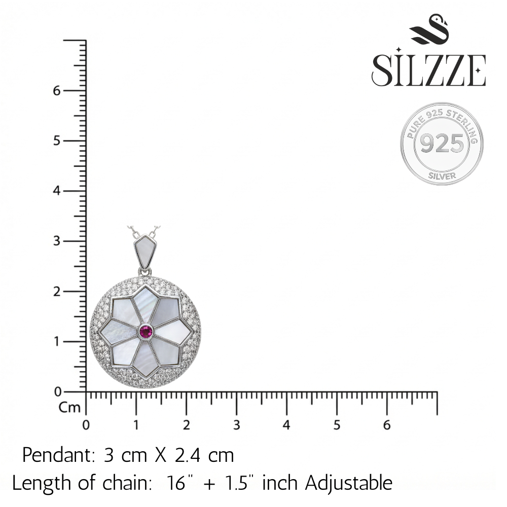 Silver Starburst Mother Of Pearl Pendant