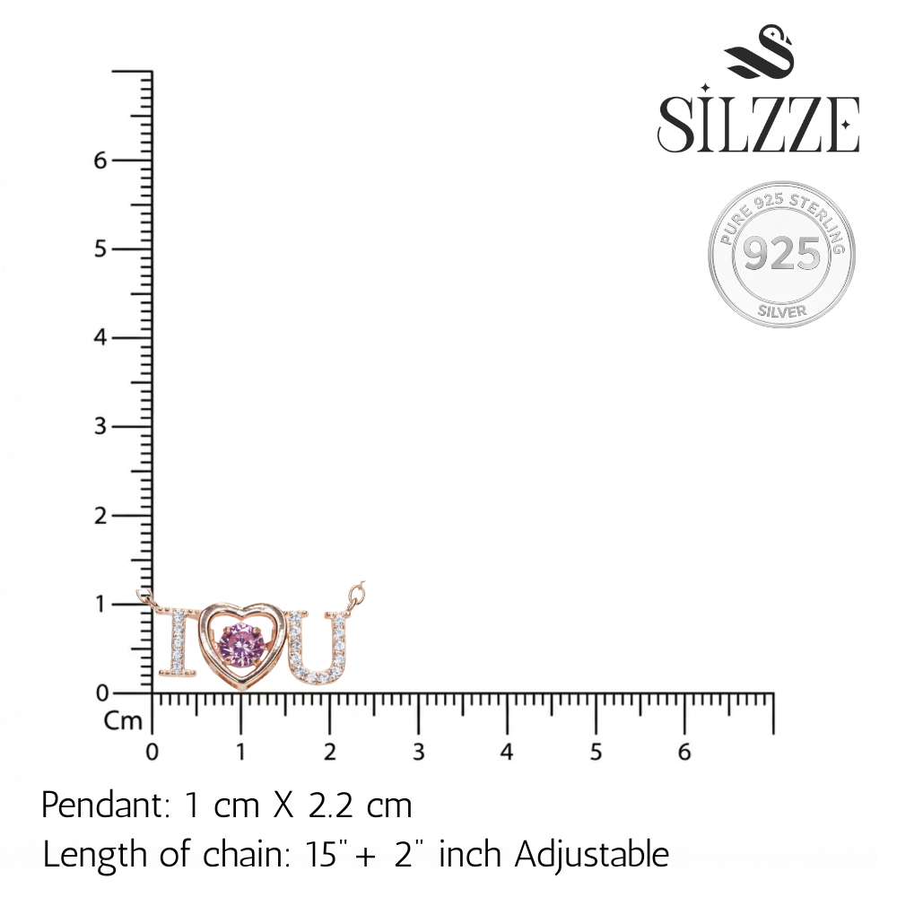 Rose Gold I love you Dancing Stone Pendant
